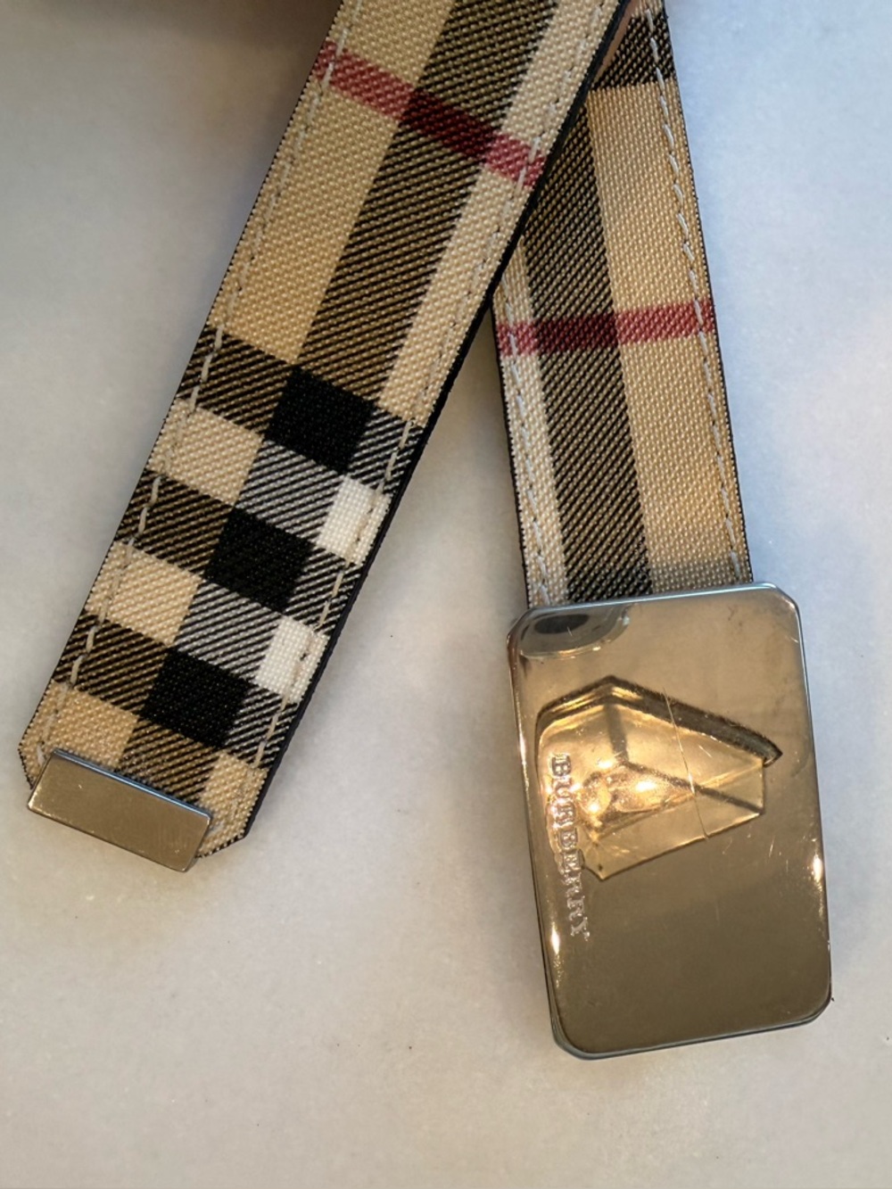 Excellent Condition Burberry Haymarket Plaid Belt with Silver Buckle size 40 - Picture 11 of 13